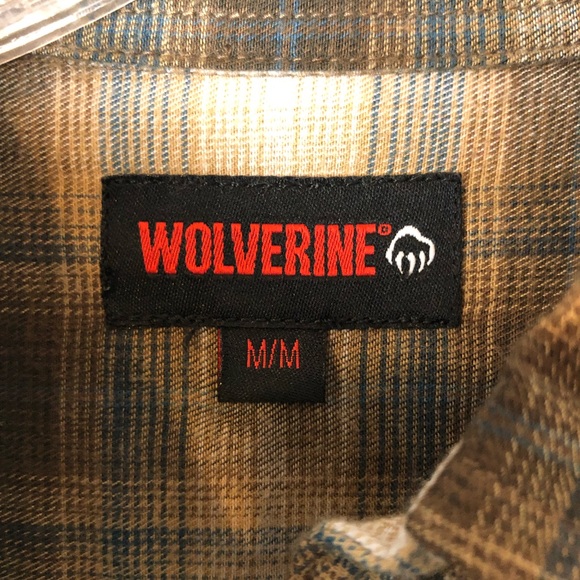 Wolverine Mens Medium Plaid Flannel Long Sleeve Button Down Shirt Work Wear - Picture 7 of 10